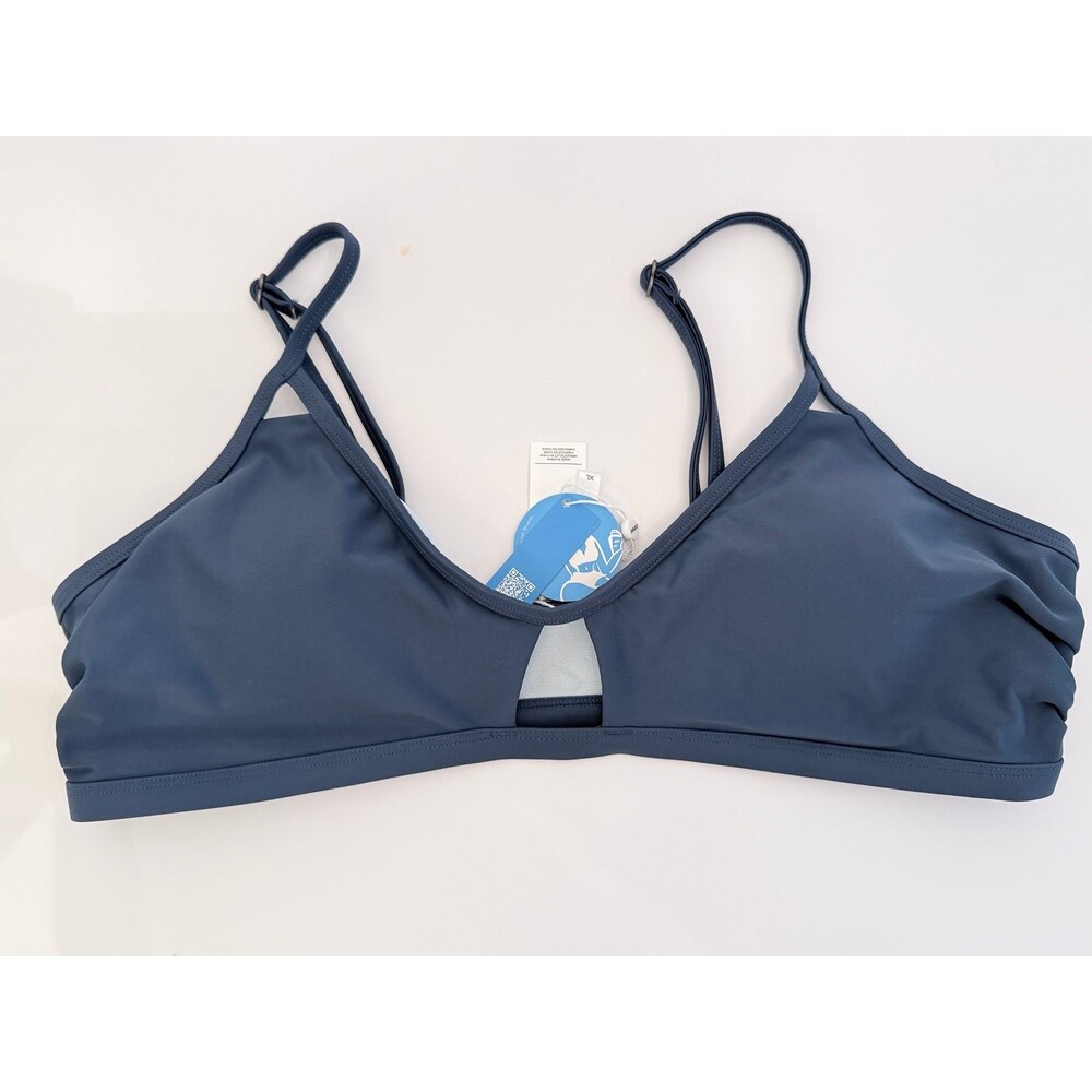 Cupshe Blue Cutout Bikini Top XL NWT Adjustable Straps Swim Top Only